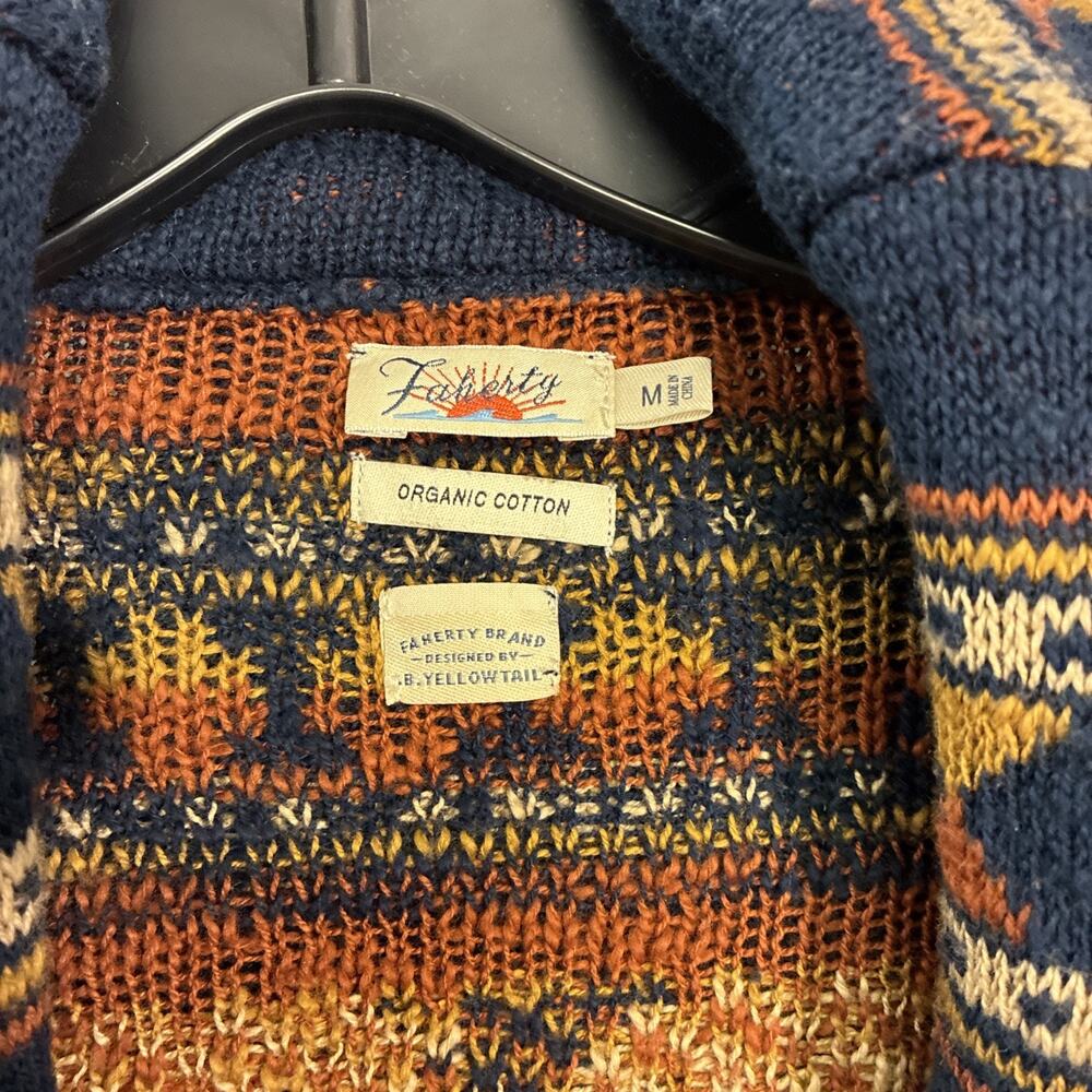 Faherty B Yellowtail X Lodge Cardigan Med Organic Cotton NEW $298 Western Cozy - Picture 6 of 12